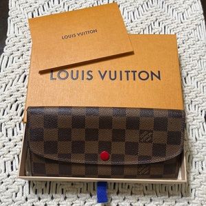 LV Red Emilie long Wallet